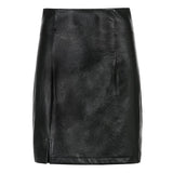 Amozae  Black Split Mini Black Leather Skirt Women Korean Fashion High-waisted Punk Style Bodycon Goth   Skirts Female