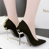 Amozae-2024 Woman Extreme 10cm High Heel Pumps Female Flock Velvet Pointed Toe Fetish Metal Heels Lady Footwear Scarpins Green Shoes