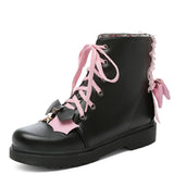 Amozae-- 2024 New Fashion Autumn Winter Ankle Lace Up Boots Big Size 43 Comfy Walking Sweet Lovely Lolita Cossplay Dress Cross Tied Shoes