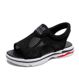 Amozae  2022 Summer New Mesh Soft Bottom Casual Breathable Running Shoes Flat Student Fish Mouth Shoes