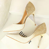 2023 Woman 9cm Glitter High Heels Sequins Scarpins Pumps Female Silver Gold Escarpins Lady Wedding Bridal Scarpins Talons Shoes