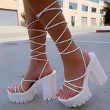 2021 Women Gladiator Sandals Female Cross Strap Platform High Heel Ladies Casual Open Toe Shoes Woman Summer Fashion Sandalias