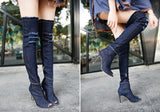 Amozae  2022 Hot Fashion Women Boots High Heels Spring Autumn Peep Toe Over The Knee Boots Tight High Stiletto Jeans Boots