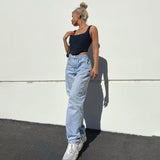 Amozae  Hip Butterfly Print Harajuku Fashion y2k Jeans Women Streetwear Casual Baggy Straight High Waist Mom Denim Oversize 90s