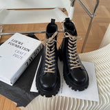 QWEEK 2021 Gradient Beige Apricot Black Platform Women Martin Short Boots Autumn Korean Fashion Rubber Luxury Shoes Designer