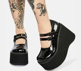 Amozae Big Size 35-43 Brand New Ladies Wedges High Heels Pumps Fashion Punk Buckle Party Platform Pumps Women Gothic Lolita Shoes Woman