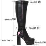 Amozae--Ladies Heart Print Knee High Boots Elegant Fashion Platform High Heel 2024 Luxury Brand New Shoes For Women Zipper Sweet Cute