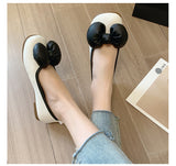 Amozae 2022 Lolita Shoes Bow Mary Janes Shoes Platform Women Flats Leather Square Toe Casual Shoes Women Princess Shoes Women's Shoes