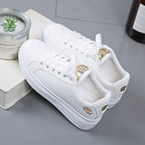 Amozae Women Casual Shoes New Spring Women Shoes Fashion Embroidered White Sneakers Breathable Flower Lace-Up Women Sneakers