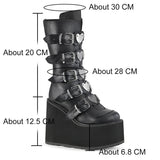 Amozae  Heart-Shaped Metal Decoration Chunky Platform Street Gothic Style Modern Boots Comfy Concise Wedges Heel Women Shoes