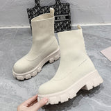 Christmas Gift Casual Boots Woman Slip-On Women Ankle Boots Comfort Shoes Sports Boots Ladies New Platform Sock Boots Female