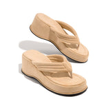Back to school Amozae Women's Flip Flops Women Platform Slippers Female Wedges Solid Casual Slides Ladies Summer Beach Shoes Plus Size Footwear