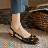 Amozae   Sandals Women Summer New Retro Closed Square Toe Sandals Woman Slip On Mules Shoes Buckle Strap Lady Flat Shoes