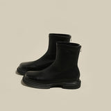 Amozae Winter Chelsea Short Woomen Boots New British Style Thick-Soled Fleece Square Toe Solid Office Ladies Shoes Fashion Females