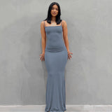 Amozae Satin Slip Sleeveless Backless Slim   Maxi Dress   Spring Women  Party Y2K Concise Bodycon Elegant  Clothing