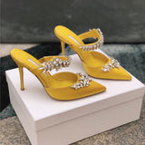 Amozae- 2024 European And American New Style Ladies Sandals, High Heels With Diamond Decoration