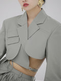 Amozae Irregular Elegant Blazer For Women Notched Long Sleeves Lace Up Bowknot Blazers Female 2022 Summer Fashion New Coat