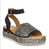Amozae  Women Crystal Platform Sandal 2023 Woman Bling Buckle Metal Shoes Summer Female Wedges Ladies Beach Footwear Slides Plus Size 43