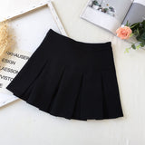 Back to college Korean Fashion Gray Pleated Skirt Women Vintage Cute High Waist   Mini Skirts Kawaii Preppy Style Summer Streetwear