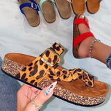Back to school Amozae  Women Leopard Buckle Flip Flops 2022 Platform Slippers Female Weave Wedges Ladies Casual Slides Summer Shoes Plus Size Footwear