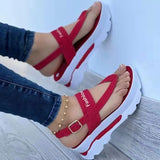 Amozae Back to college Summer Platform Ladies Sandals Wedge Solid Color Flip Flops Fashion Female's Sandals Outdoor Light Casual Woman's Roman Sandals