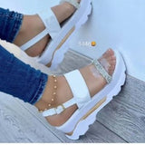 Amozae Summer Women Golden Sandals Platform Heels Cross Strap Ankle Peep Toe Beach Party Ladies Shoes Zapatos Sandals Shoes For Women