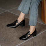 Amozae 2023 French Retro Shoes Slip-On Women Shoes Fashion Spring/Autumn Shallow Women Pumps Square Toe Thick Heel Shoes Woman Handmade