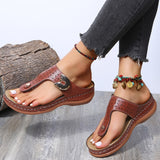Amozae-Back to college 2024 Summer Women Wedge Sandals Premium Orthopedic Open Toe Sandals Vintage Anti-Slip Leather Casual Female Platform Retro Shoes