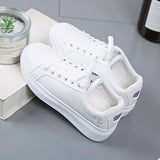 Amozae Women Casual Shoes New Spring Women Shoes Fashion Embroidered White Sneakers Breathable Flower Lace-Up Women Sneakers