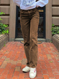 Amozae Autumn Casual Corduroy Brown Long Trousers Women Skinny Mid Waist Pants Capris Fashion Thin 90S Pocket Sweatpants