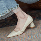 Amozae Pearls Women's Shoes Pointed Elegant Square Head Female Pumps Retro Summer High-heeled Shallow Mouth Ladies Work Shoes