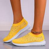Amozae Shining Crystal Flats Shoes for Women Plus Size Breathable Mesh White Sneakers Woman 2022 Spring Summer Soft Sole Sports Shoes
