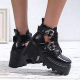 Christmas Gift 9Cm Super High-Heel Short Boots Muffin Waterproof Platform Women Boots   Models Catwalk Ankle Boots Square Heel Fashion Boots