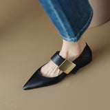 Amozae 2023 new spring women pumps natural leather 22-24.5cm length cowhide+pigskin full leather Metal square Buckle Mary Jane shoes