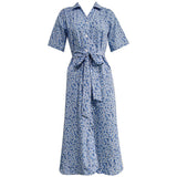 Amozae  Elegant  V Neck With Button Floral Print Mini Dress Hight Waist  Ruffled Ladies Vintage Vestido Spring Summer