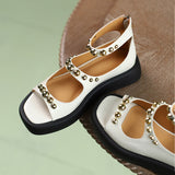 Amozae- Beads Green White Sandals Summer Women's Platform Sandals 2024 New Open Toe Wedge Sandals For Women Casual Sandals Zipper