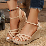 Amozae Fashion Wedges Shoes for Women 2023 Summer Platform High Heels Sandalias Mujer Thick Bottom Ankle Strap Gladiator Shoes Woman