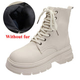Christmas Gift Ankle Boots Women Winter Boots Female Zipper Warm Shoes Lace Up Round Toe Shoes Solid Fashion Boots Woman Shoes