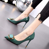 Amozae    Spring New Brand Women   Pumps Luxury Pu Leather Crystal High Heels Summer Lady Black Fashion Party Wedding Prom Shoes AA4