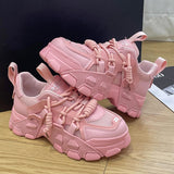 Amozae--Black Friday   Fashion Chunky Sneakers Women Vulcanized Shoes Lace Up Platform Sneakers Casual Shoes Women Flats Breathable Lady Sport Shoes