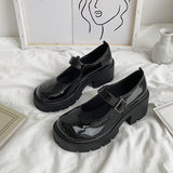 Amozae  Lolita Shoes Japanese Girl Platform Black Patent Leather High Heels Fashion Round Toe Mary Jane Women Student Cosplay Pumps