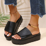 Amozae Black PU Leather Platform Slippers Women Plus Size 43 Thick Soled Sandals Woman 2023 Summer Non-slip Slides Shoes Female