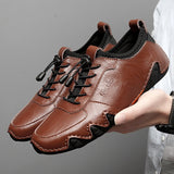 Amozae  Luxury Designer Men's Leather Casual Shoes Black Brown Waterproof Male Sneakers Flat Oxford Shoes For Men Chaussure Homme