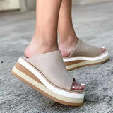 Amozae Summer Women Slippers Footwear Leather Sneaker Beach Female Platform White Sandals Slides Woman Wedge Flip Flops 2022