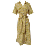 Amozae  Elegant  V Neck With Button Floral Print Mini Dress Hight Waist  Ruffled Ladies Vintage Vestido Spring Summer