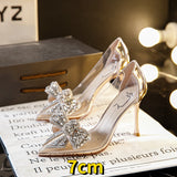 Christmas Gift Summer Pointed Crystal Fairy Ladies Wind Sandals Rhinestone Butterfly-Knot Transparent High Heel Women Sandals Fashion Shoes