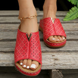 Amozae Summer Platform Slippers for Women 2023 Fashion Metal Decoration Wedge Sandals Woman Non Slip Beach Flip Flops Plus Size