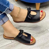 Amozae New Summer New Women Leisure Fashion Bow Flat Sandals Sandals Comfortable Soft Bottom Women's Breathable Beach Sandals