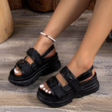 Amozae White Chunky Platform Sandals Women Summer 2023 Thick Bottom Non Slip Beach Shoes Woman Fashion Buckle Sports Sandals Plus Size