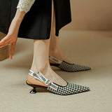 Amozae 2023 new Women sandals natural leather 22-25cm kid suede/fabric+pigskin+sheepskin pointed toe women sandals high heel